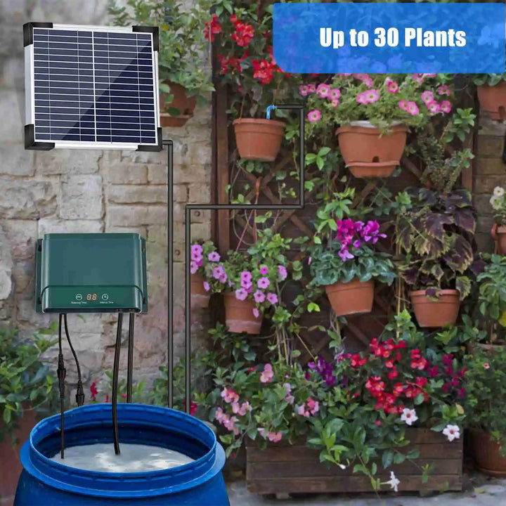 Kalsten | Solar Drip Irrigation System Kit Automatic Watering with 30 Modes & 7 Timers – AquaFlow