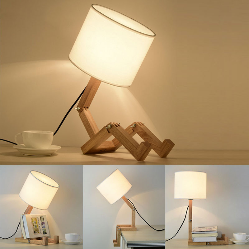 Thinker Wooden Robot Modern Night Lamp | Kalsten