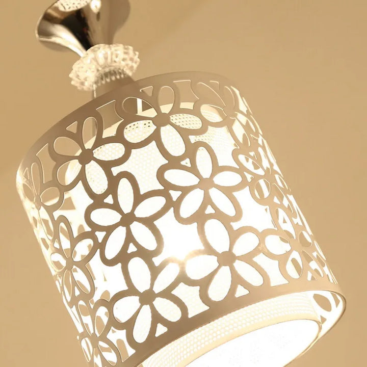 Modern White Crystal Pendant Chandelier – Recessed Ceiling Light Fixture with LED Bulbs for Bedroom, Living Room, Kitchen, and Stairs | Kalsten