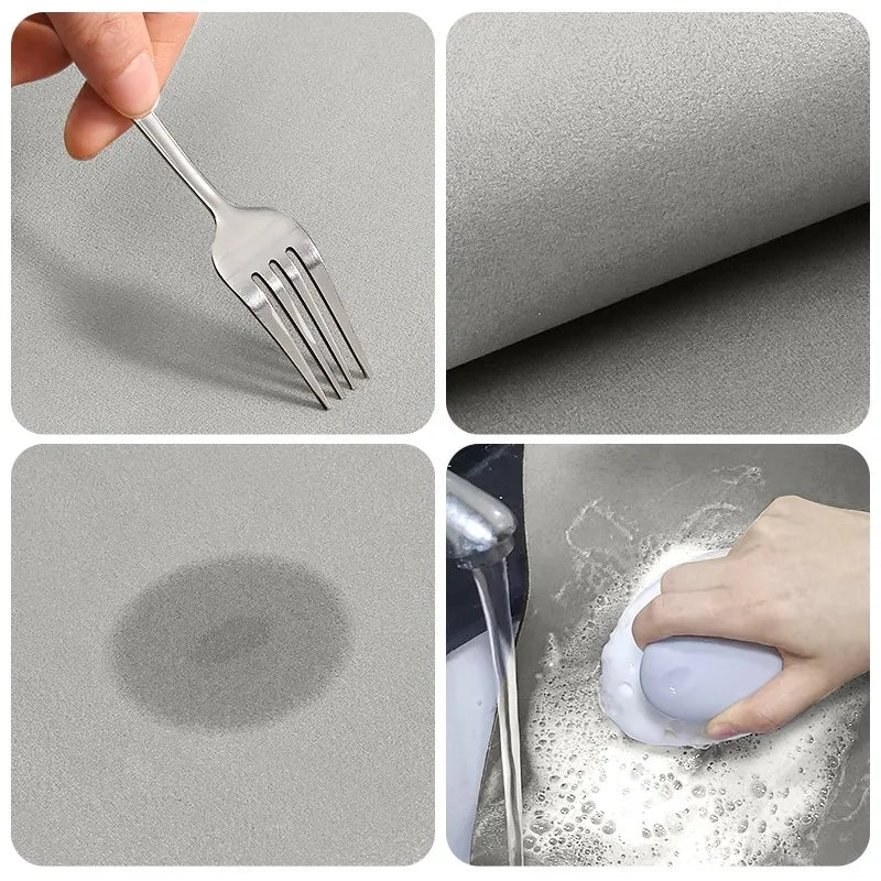 Kalsten | Kitchen & Bath Mat AquaStone | Diatomite & Velvet Look | Super Absorbent & Non-Slip | Washable & Durable