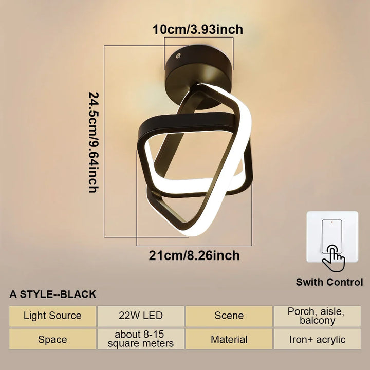Modern LED Aisle Ceiling Light – 2-Ring Surface-Mounted Lighting Fixture for Hallway, Balcony, and Indoor Spaces | Kalsten