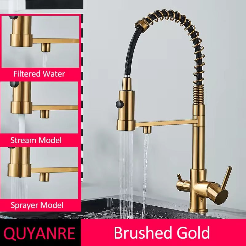 Sandsberg Black Filter Kitchen Faucet with Dual Spout – Mixer Tap with Water Filter for Kitchens, Water Treatment and Cleaning | Karnz