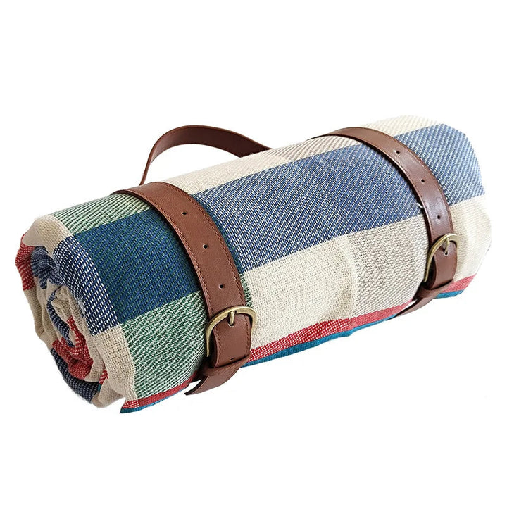 Picnic blanket waterproof with leather carrying strap | Kalsten