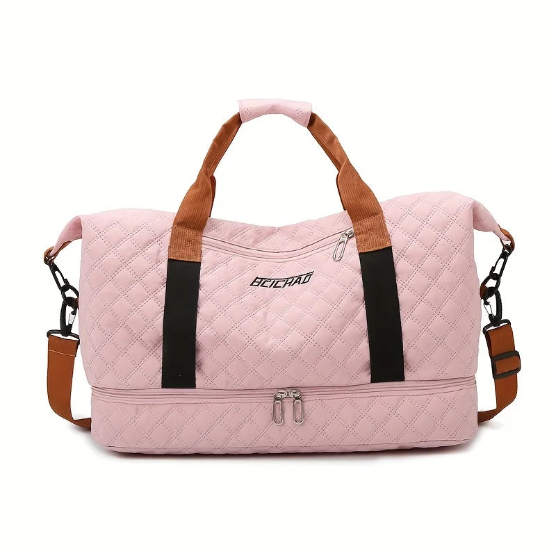 Kalsten | Travessia Travel Bag with Shoe Compartment | Large Capacity & Argyle Design | Nylon Weekender for Sports, Short Trips & Everyday Use