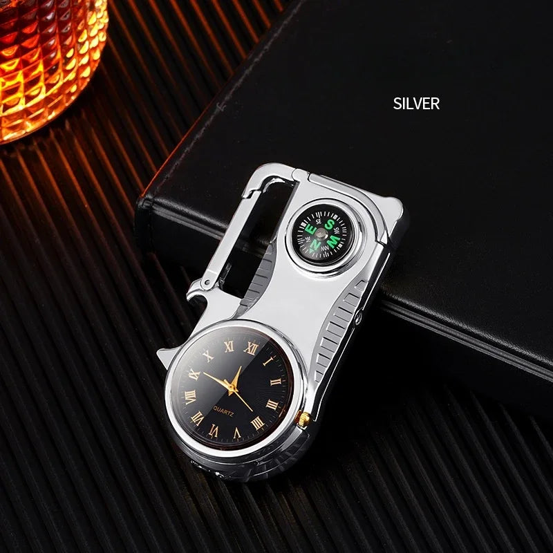 4in1 Windproof Metal Butane Compass Watch Keychain Lighter | Kalsten