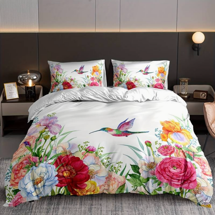 Colorful Flowers Aura Duvet with Pillowcases Kalsten
