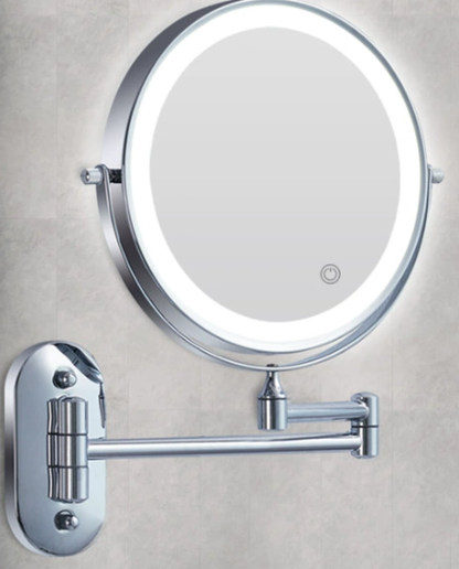 Skanto | Black LED Rechargeable Makeup Mirror – 3-Color Light