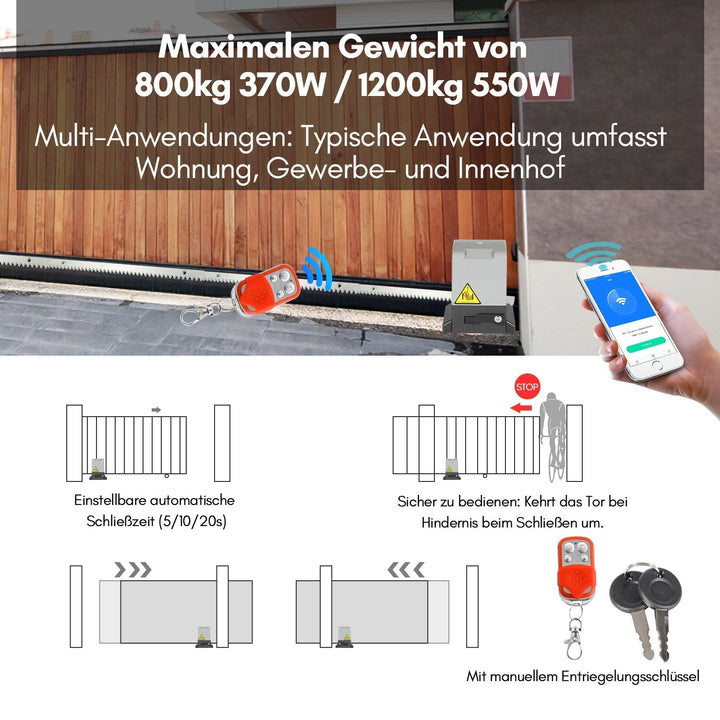 Sliding Gate Drive Garage Door Drive with App Control 370W/550W | Kalsten