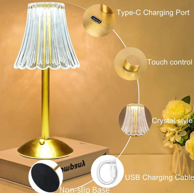 Wireless Crystal Table Lamp with Dimming Function | Kalsten