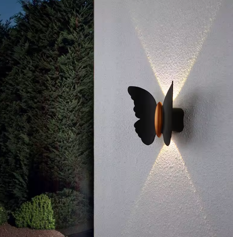 Butterfly-Design LED Outdoor Wall Lantern