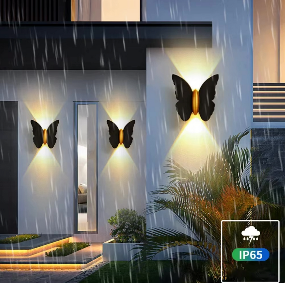 Butterfly-Design LED Outdoor Wall Lantern