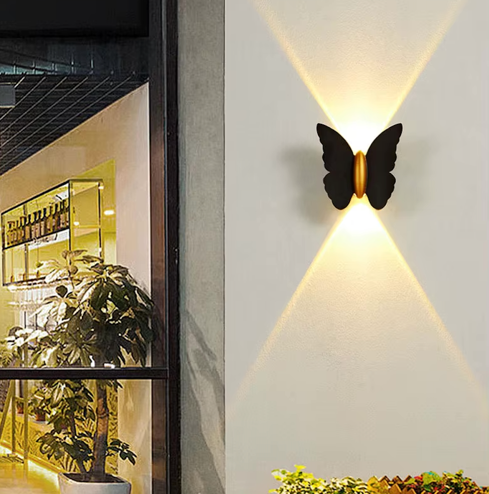 Butterfly-Design LED Outdoor Wall Lantern