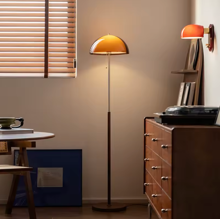 Rustina Retro Amber Acrylic Dome Floor Lamp