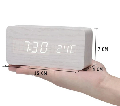 Sandsberg | WoodSense LED-Wood Clock – Voice-Controlled & Stylish for Any Room