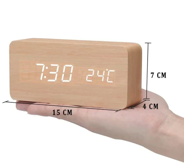 Sandsberg | WoodSense LED-Wood Clock – Voice-Controlled & Stylish for Any Room