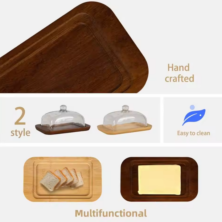 ButterVault Butter dish with glass lid and wooden base | Kalsten