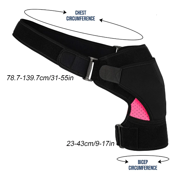 Shoulder support, compression sleeve, relieves pain, dislocations and injuries