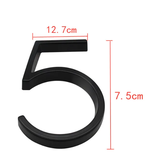 Modern Floating Black Metal House Number Kalsten