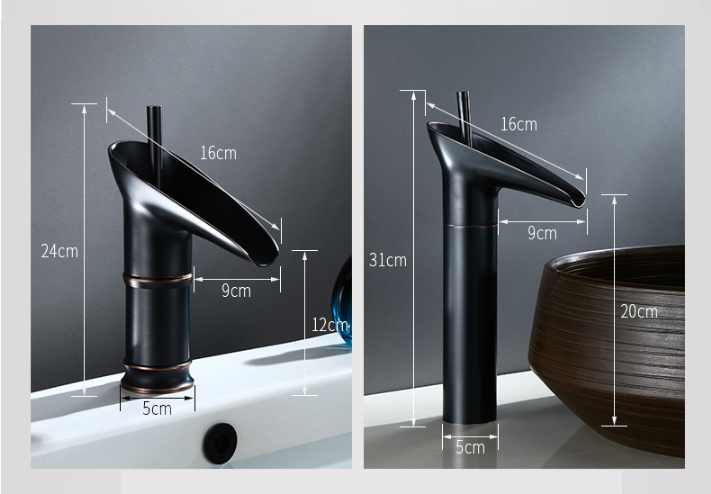 Waterfall Antique Faucet Bathroom Washbasin Faucet Brass Sink Mixer Taps