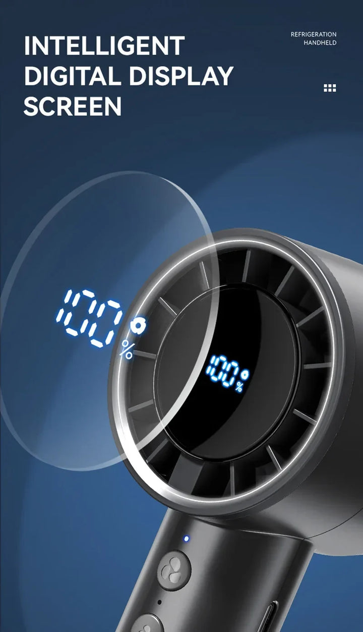 Silent High-Speed USB Handheld Fan – Portable Small Fan with LED Display, High Wind Power, and Cooling Air Conditioner Function | Kalsten