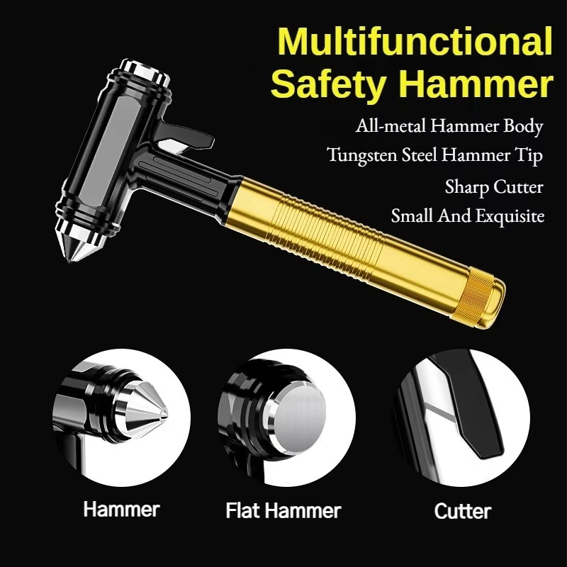 Kalsten | All-Metal Car Safety Window Hammer - Emergency Glass Breaker & Seat Belt Cutter