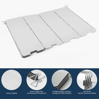 BowLift | WindShieldX Camping Windshield | Foldable & Ultralight | Stainless Steel | For Gas Cookers & Outdoor Cookers