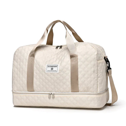 Brehn | Raumio TravelFlex Lightweight Travel Bag with Diamond Pattern | Large Sports & Weekend Bag with Shoe Compartment & Wet Compartment | Carry-on Compatible & Foldable