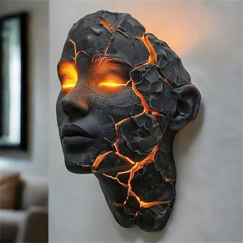Volcanic Face Lava Crack Wall Art Lamp | Kalsten