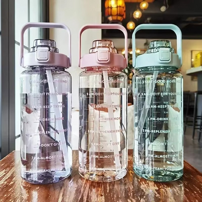 BowLift | Large 68oz Sports Water Bottle with Straw and Time Marker for Gym and Outdoor Fitness