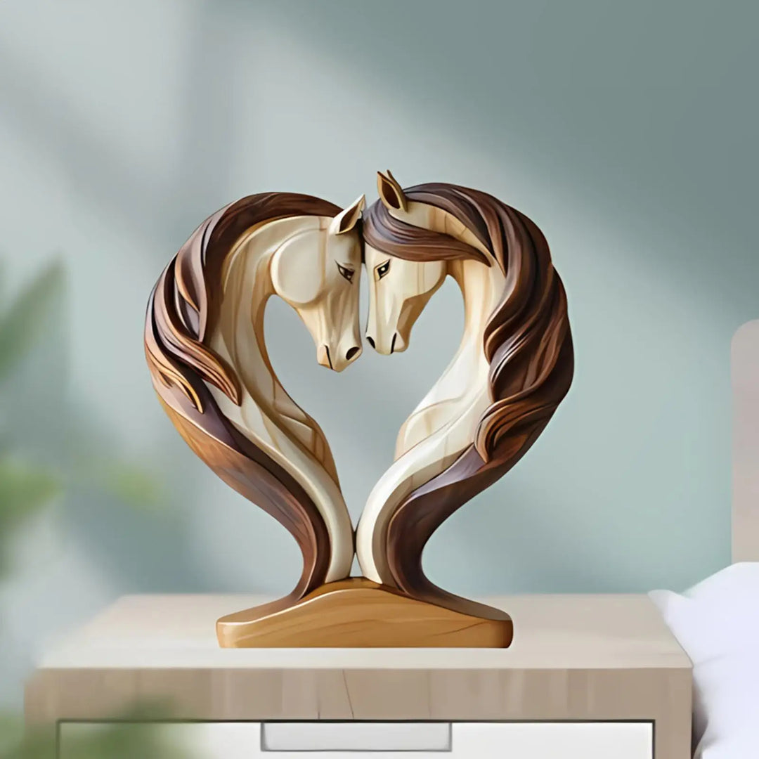 Kalsten | Equora Horse Sculpture | Horse Sculpture Wood | 2D Design in Embrace Pose | Decoration for Living Room, Office & Children's Room
