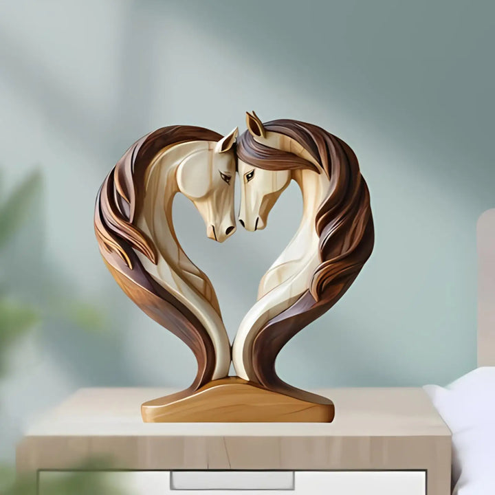 Kalsten | Equora Horse Sculpture | Horse Sculpture Wood | 2D Design in Embrace Pose | Decoration for Living Room, Office & Children's Room