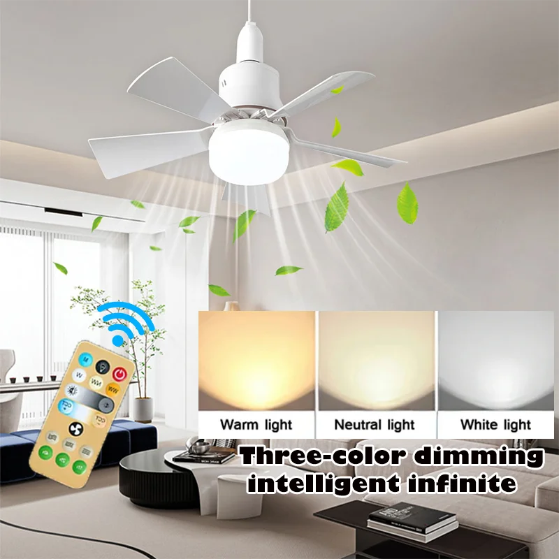 30W E27 Ceiling Fan Light with Remote - LED Dimming Function, Intelligent Silent Fan for Bedroom & Living Room | Kalsten
