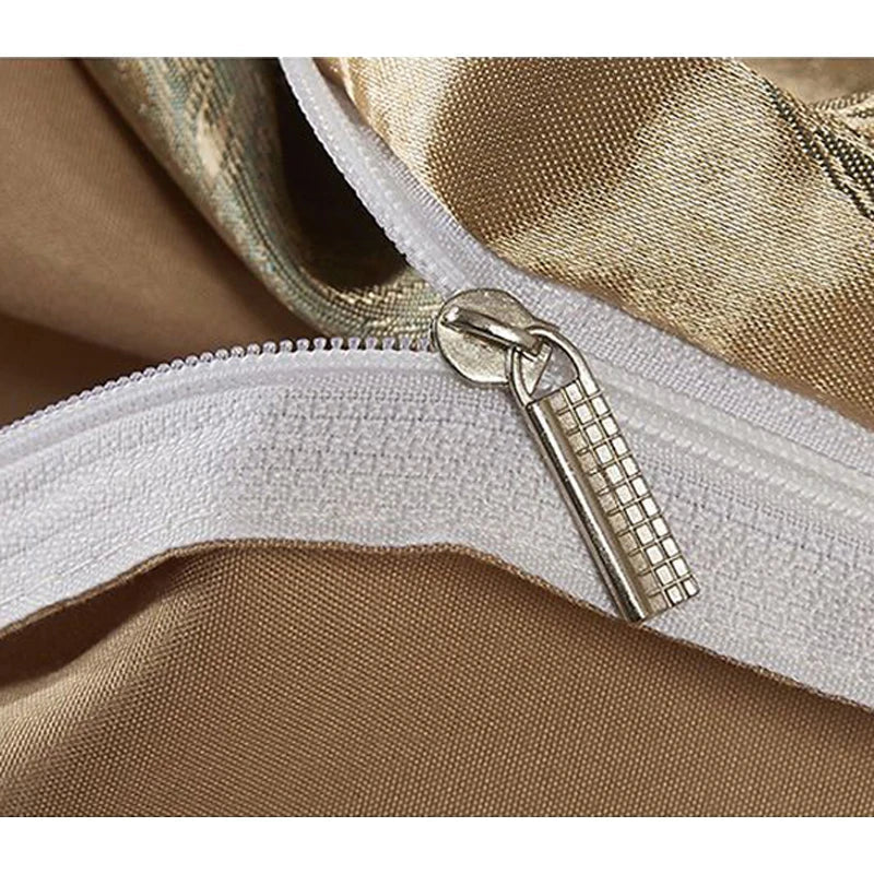 Kalsten | Luxurious Satin Rayon Jacquard Duvet Cover in Gold & Blue