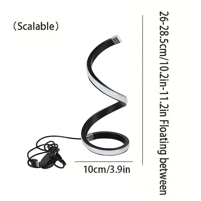 Modern LED Spiral Table Lamp – Three-Speed Dimming, USB Power, Decorative Bedroom & Desk Light | Kalsten