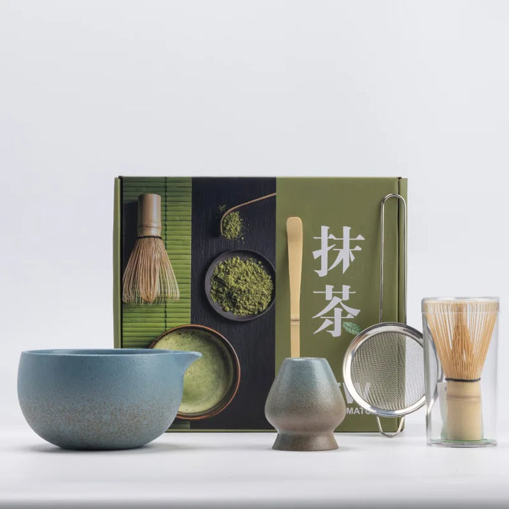 Ceramic Matcha Set 5-Piece Natural Size One Non-Toxic Whisk Bowl Scoop Sifter-4