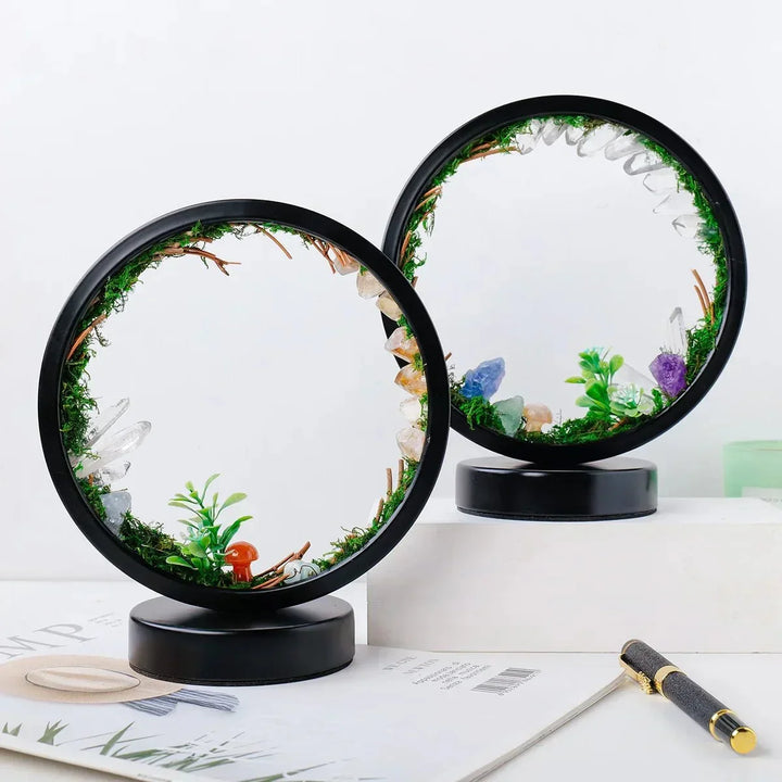 elegant round frame green crystals chic decoration | Kalsten