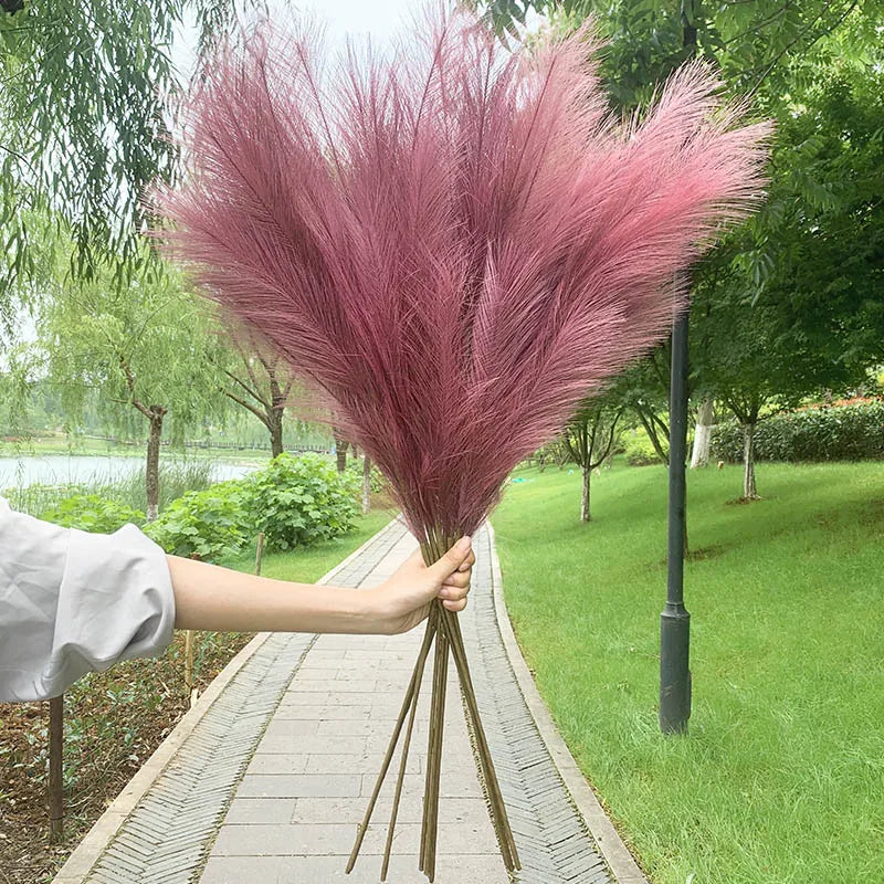 Kalsten | 5 pieces 100 cm Artificial Pampas Grass Dried Flower Bouquet Wedding Party Decoration Home Room DIY Artificial Plants Decoration Supplies