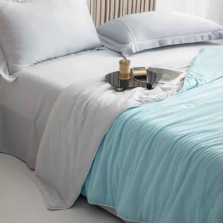Air Condition Summer Comforter — Pure Color Ice Silk Cooling Blanket, Lightweight & Smooth Twin/King Size Quilt | Kalsten