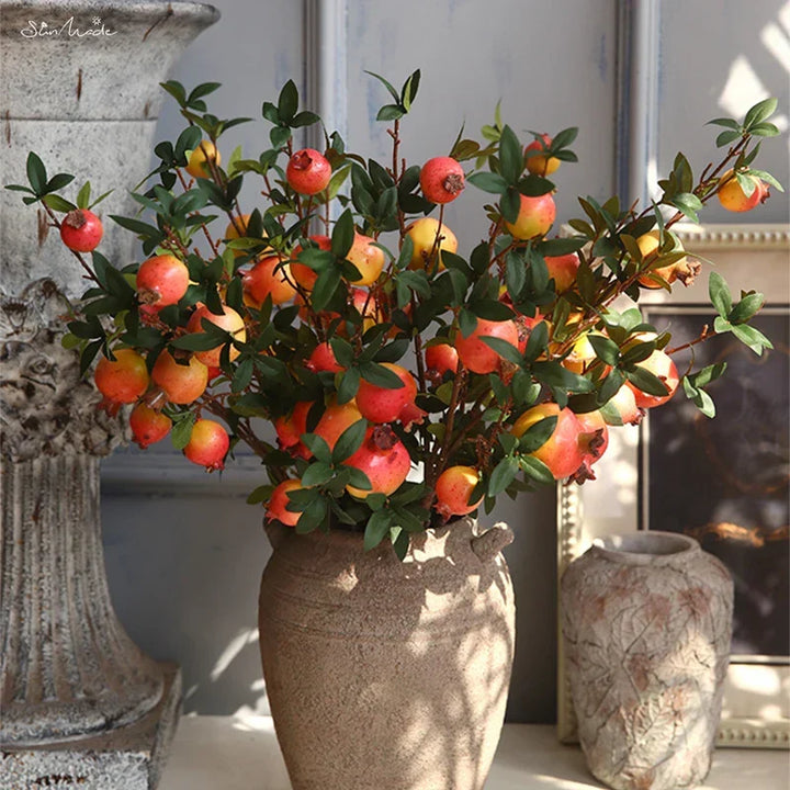 6-Piece Artificial Pomegranate Fruit Branch with Leaves | Kalsten