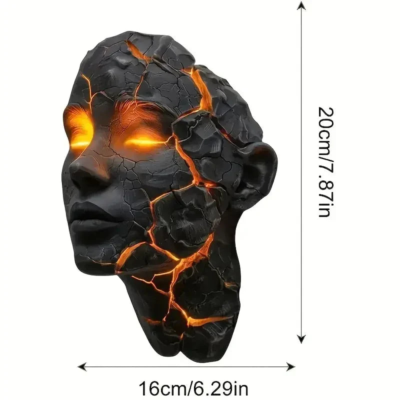 Volcanic Face Lava Crack Wall Art Lamp | Kalsten