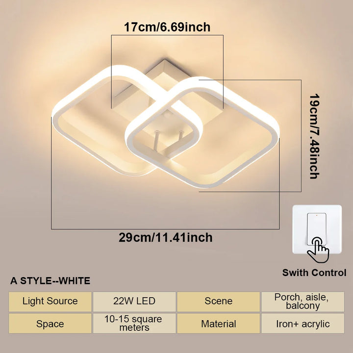 Modern LED Aisle Ceiling Light – 2-Ring Surface-Mounted Lighting Fixture for Hallway, Balcony, and Indoor Spaces | Kalsten