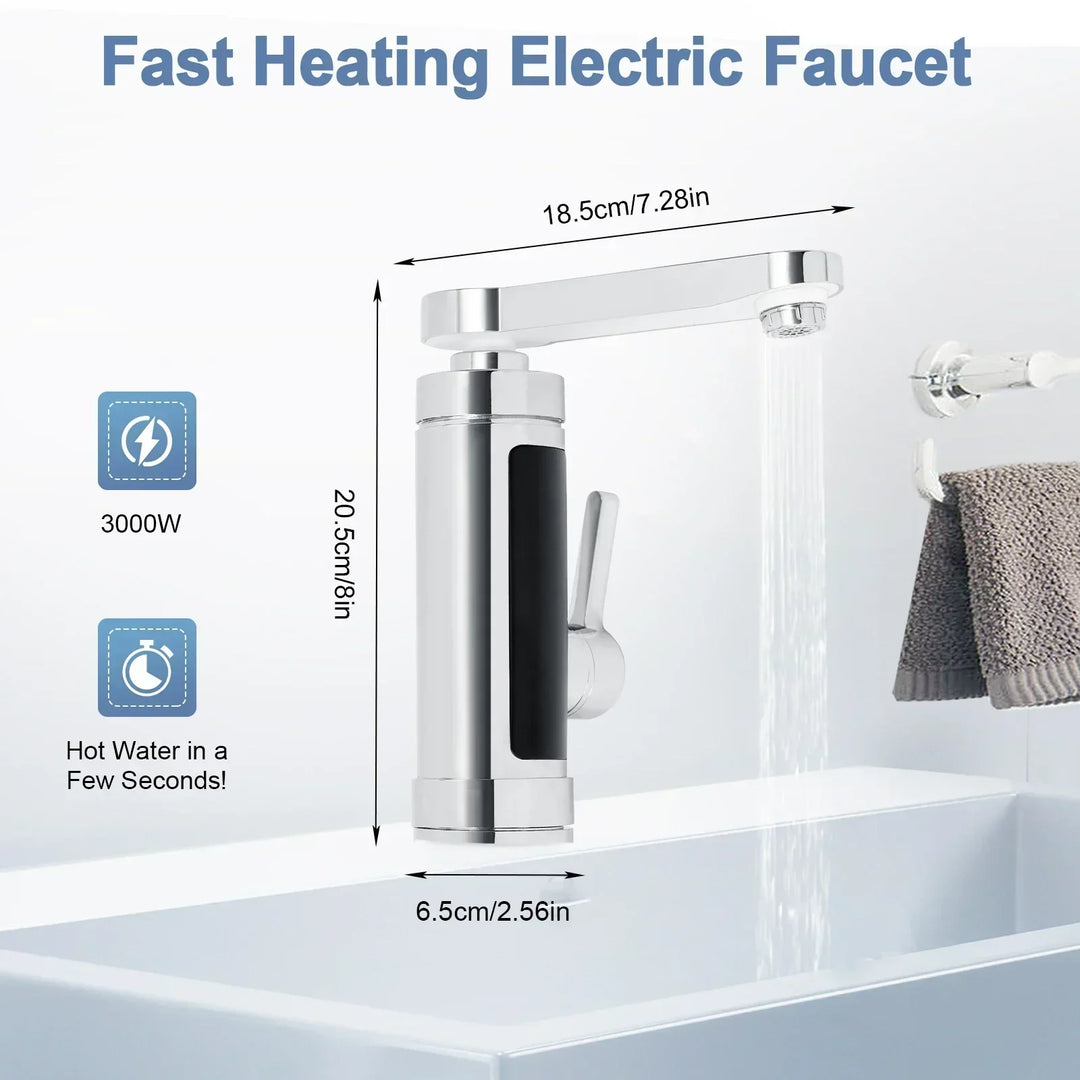 Kalsten | ThermoFlow 3000W Instant Heating Kitchen Tap with 360° Rotating Spout – Stainless Steel & Energy Efficient
