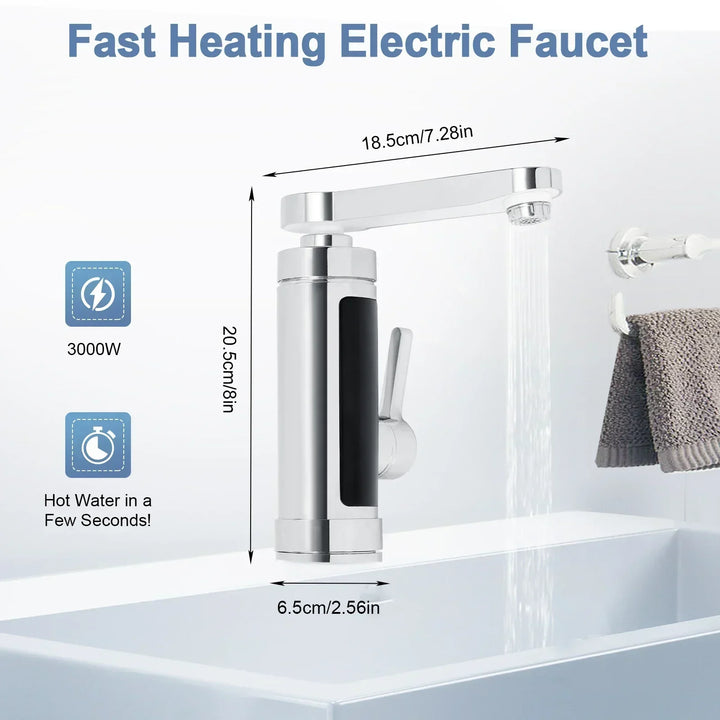 Kalsten | ThermoFlow 3000W Instant Heating Kitchen Tap with 360° Rotating Spout – Stainless Steel & Energy Efficient