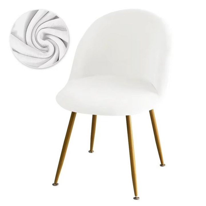 Kalsten | Elastic Velvet Chair Covers - Stretch Low Back Slipcovers for Dining and Makeup Chairs