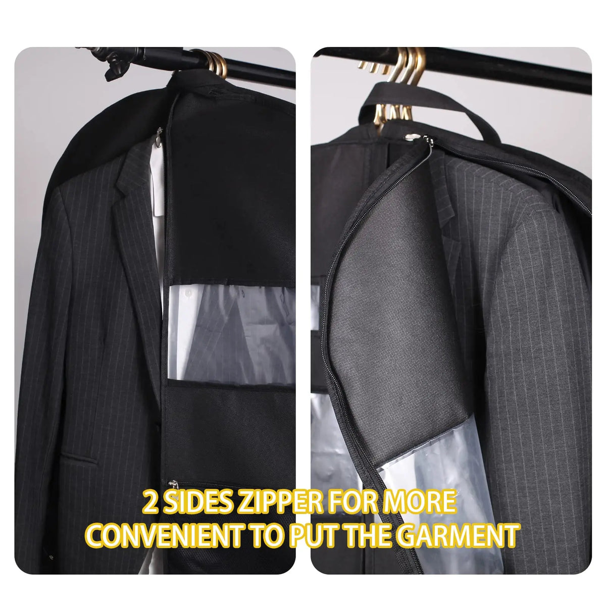 Karnz | Travel Garment Bag | Two-way Zipper & XXL Pockets | Breathable & Transparent | 43 Inch Hanging Suit Organizer