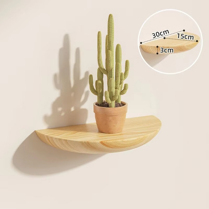 Kalsten | Half-Round Wooden Floating Shelf - Modern Wall-Mounted Display for Home & Bathroom