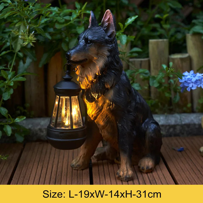 Solar-Powered Outdoor Resin Dog Statue Lamp | Kalsten