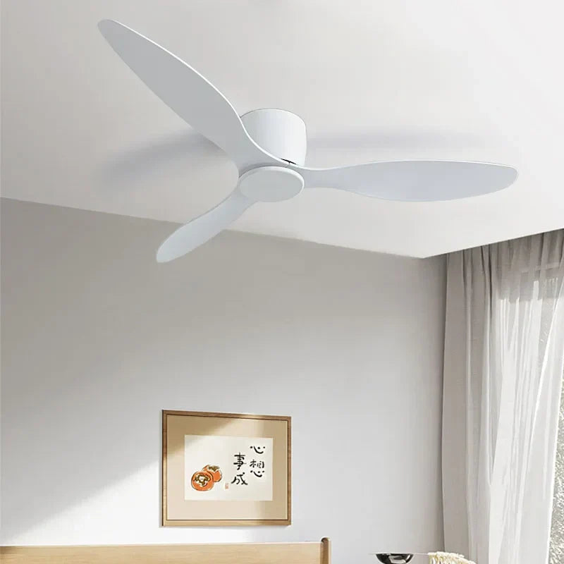 42-52 Inch Ceiling Fans with DC Motor — Remote Control Low Profile Cooling Fans, without Light, white Wood & black Options | Brehn
