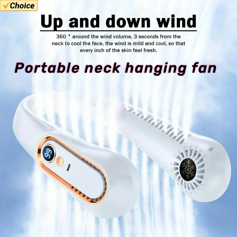 Hanging neck fan portable summer air cooler USB cooling fan with 5 speeds and digital displays - super technology and bladeless | Kalsten