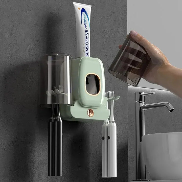 Kalsten | UV Toothbrush Holder PureBrush UV | Sterilization with UV Light | Automatic Toothpaste Dispenser | Wall Mounting Without Drilling